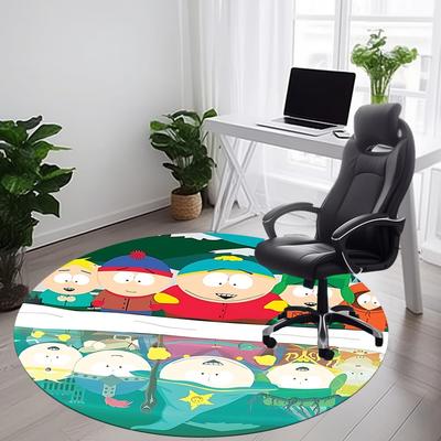 1pcSouth Park Characters Office Round Area Rug, Indoor Mat Suitable For Office, Under Office Chairs Bedroom Living Room Home Decor, Room Deco