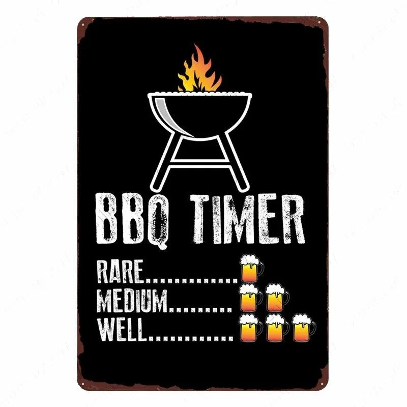 Panneau Barbecue des Pères de Jardin Roi du Grill Vintage Plaque Métallique Boîte de Conserve Bar Pub Décoration de Jardin Plaque Murale BBQ de Papa Chillin&Grillin Plaque Rétro