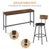 Long Bar Table with 3 Padded PU Bar Stools, Industrial Bar Table for the Kitchen, Breakfast Room, Living Room, Banquet Hall, Rustic Brown and Black