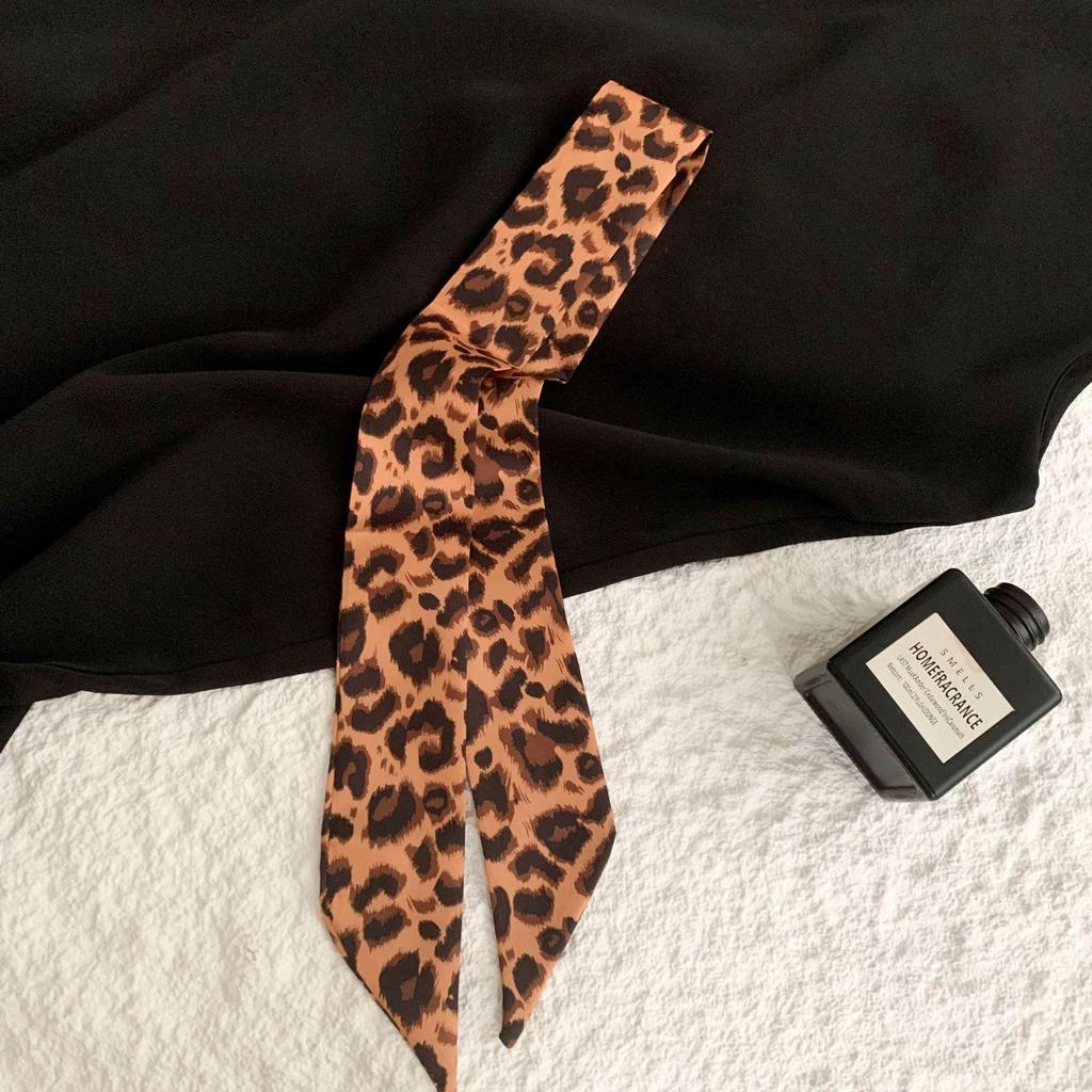 Korean Style Leopard Print Polka Dot Women's Silk Tie Scarf and Headscarf Ribbon