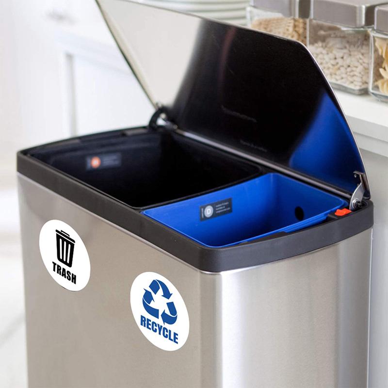 6Pcs Diameter 5Inch Pvc Recycle Trash Bin Sticker Vinyl Stickers Decals For Label Bins, Containers, Garbage Cans Home Decor