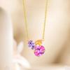 Original  925 Sterling Silver Rainbow Fancy Cubic Zircon Three Stone Pendant Necklace for Women