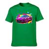 Vibrant Pink Sports Car Graphic Cotton Tshirt For Unisex Bold Splash Art Print Casual Short Sleeve Tee Trendy Streetwear Top For
