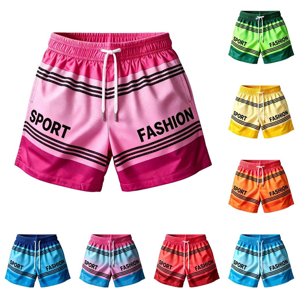 Women's Loose Fit Letter Print Beach Swim Shorts for Summer Sports Casual Wear