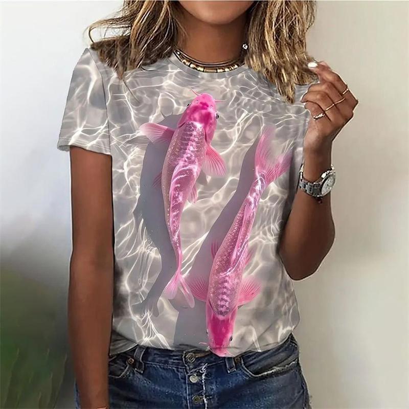 Summer  Fruit Pattern T-Shirt For Women Strawberry Watermelon 3D Printed Short Sleeves Summer Tees Oversized T Shirts O-Neck