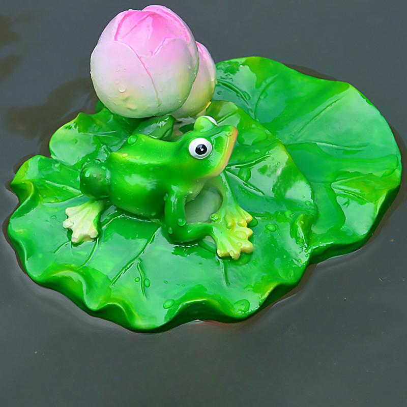 Resin Floating Frog Turtle Fish Pond Flowing Water Fountain Water Surface Lotus Flower Decoration Resin Crafts Floating Crafts