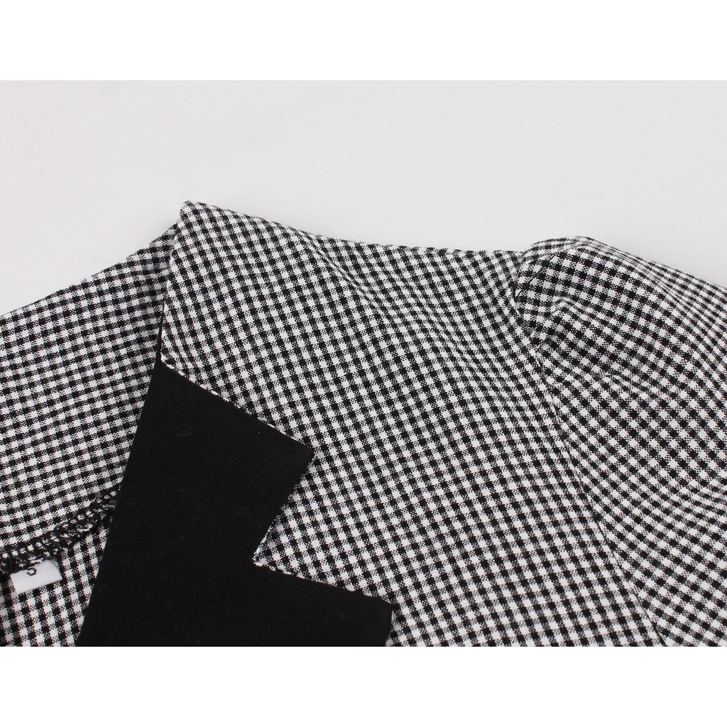 GMXIA Women's Vintage Plaid Patchwork Black Elegance Wrapped Hip Skinny Pencil Dress