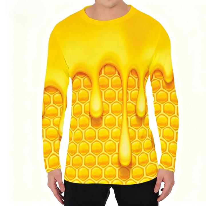 Spring and Autumn Round Neck Candy Pattern 3D Printed Top Fashionable Casual Long Sleeved Men's T-shirts