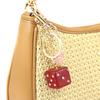 C Brand Two-Tone Dice Bag Charm with Rhinestone Keyring Pendant Accessory