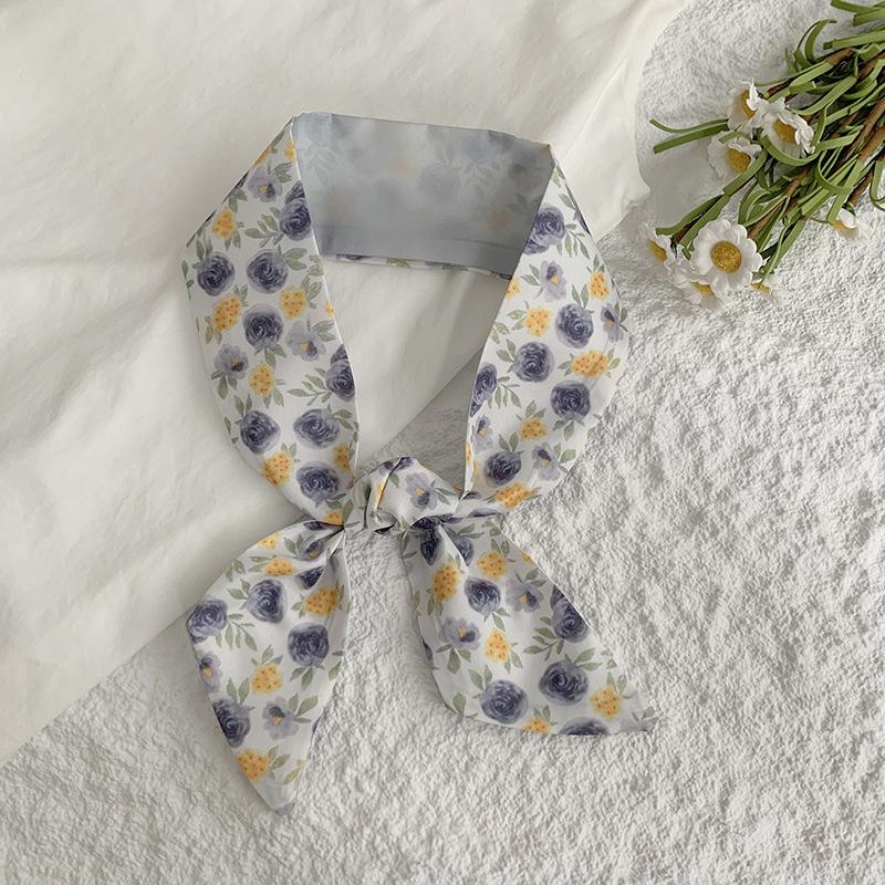 Silk Scarf, Long Strip, High-end New Multi-purpose Scarf, Pastoral Headband, Hair Ribbon Tied, Bag, Ribbon Decorative Belt.