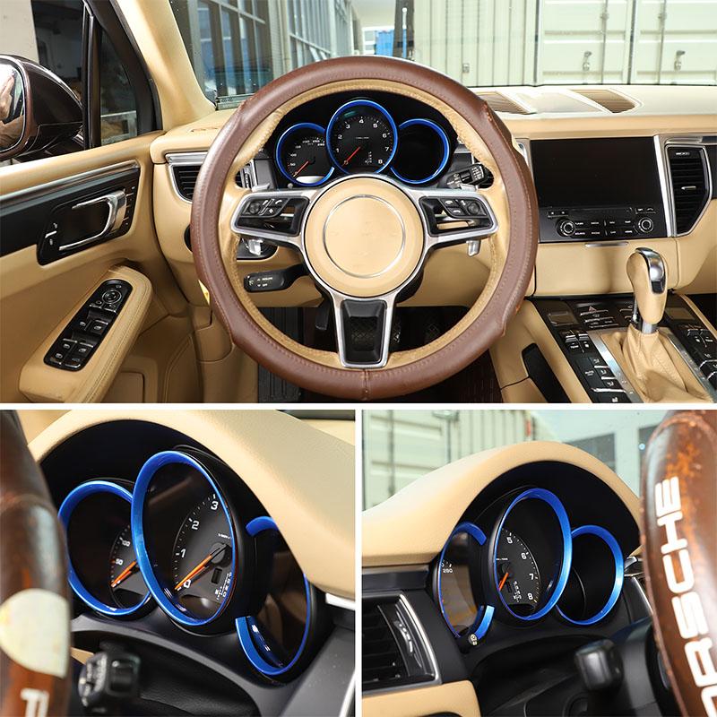 For Porsche Macan 2014-2026 ABS Red Car Front Dashboard Decoration Frame Dial Ring Edge Styling Trim Auto Interior Accessories