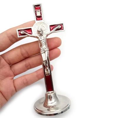 Croix Crucifix Stand Christ Catholique Jésus Statue Figurine Prière Religieuse Église Décoration Voiture Maison Chapelle Décor