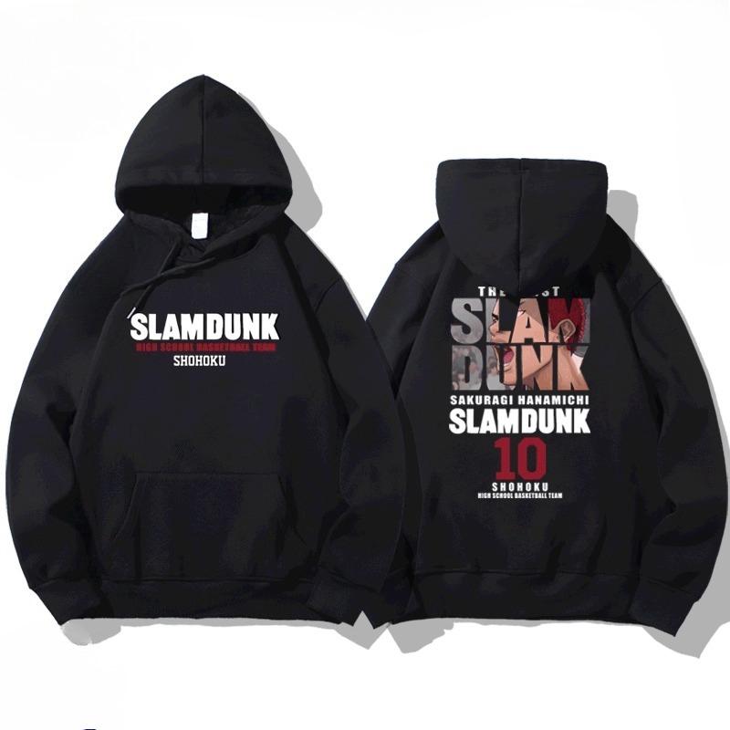 NASA joint autumn and winter cartoon slam dunk print student hooded sweatshirt men and women plus velvet long-sleeved pullover