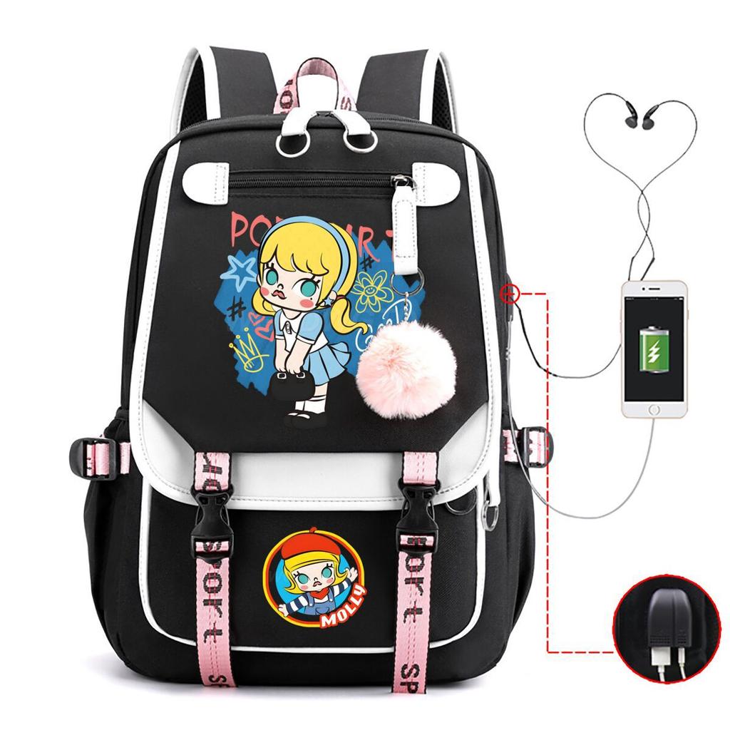 Printed fashion schoolbag college style junior high school high school students large capacity backpack