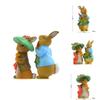 Peter Rabbit Resin Art Toy With Carrot And Hat For Diy Terrarium Decoration