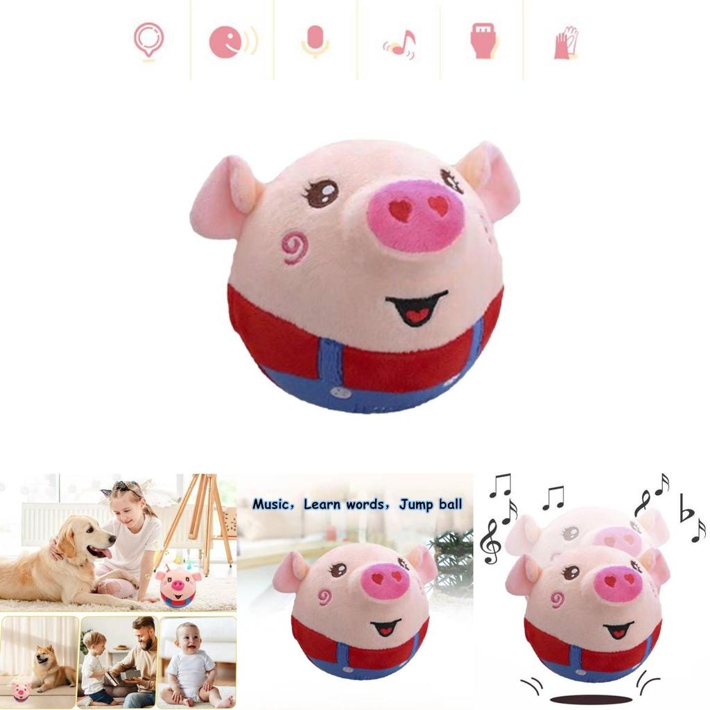 Adorable Bouncing Pig Toy With Plush Fabric And Soothing Music For Baby Toddlers