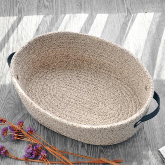 Καλάθι Αποθήκευσης Επιτραπέζιου Βαμβακερό Πλεκτό Παιχνιδιών Καλλυντικών Διάφορα Δοχείο Οργανωτής