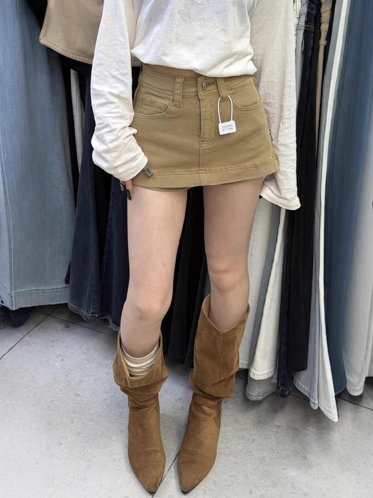 Han Mei'er 2025 Spring/Summer High-Waist Slimming Hip-Hugging Skort with Lining
