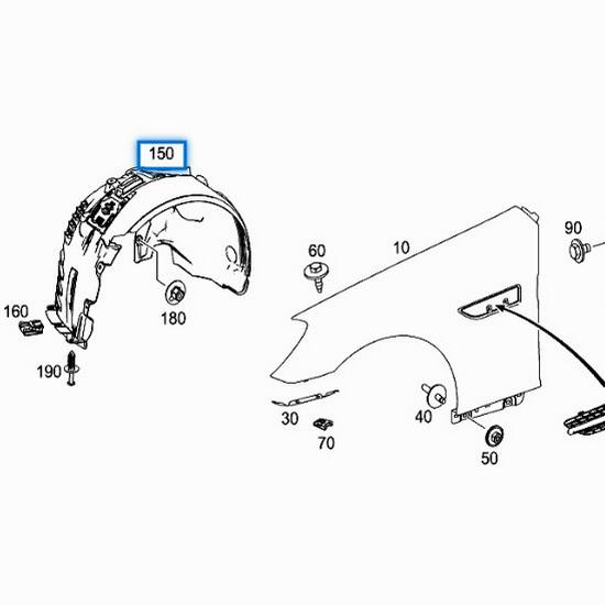 Front Left Wheel Well Liner for Mercedes-Benz SLK/SLC W172