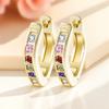 Luxury Small White Rainbow Round Zircon Stone Hoop Earrings For Women Vintage Female Fashion Gold Color Wedding