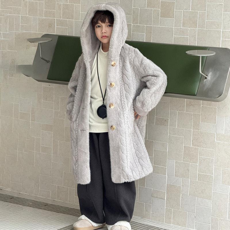 Dívčí kožich Dětský zahuštěný norkový sametový ekologický kožich Dětský zimní kabát