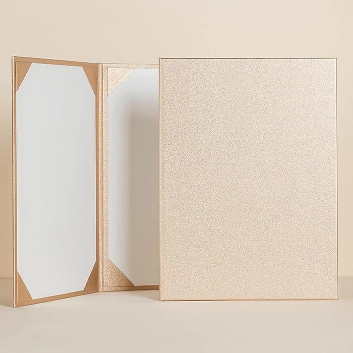 31,3x23cm Twarda oprawa Dobra jakość Folder na przemówienie/adres Pusty Na format A4 210x297MM Z papieru specjalnego perłowego Kolor złoty