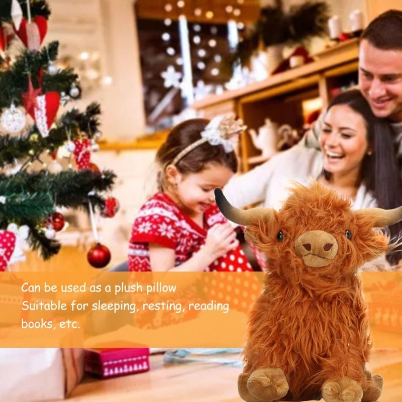 Simulation Highland Cow Plush Toy Lifelike Cute Soft Stuffed Animal Doll For Gifts Decoration 9.1In