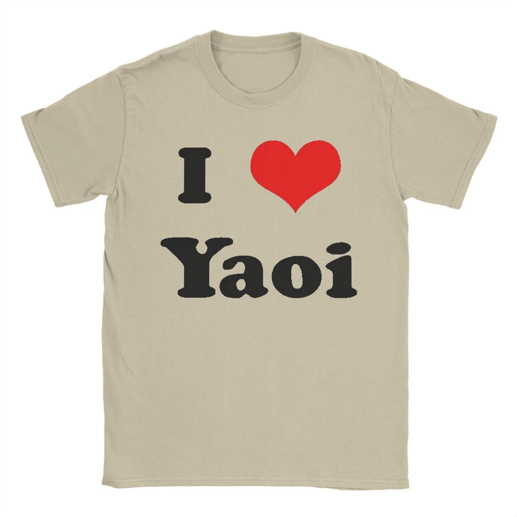 Harajuku T-Shirt I Love Yaoi 100% Baumwoll-T-Shirts Mode T-Shirt für Männer Sommer Y2K Basic Lässig Kurzarm Kleidung