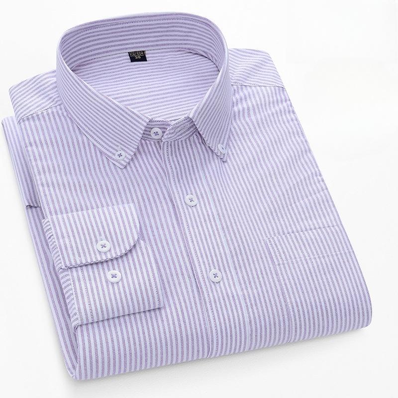 Camicia Oxford 100% Cotone da Uomo Manica Lunga Casual Business Vestibilità Regolare Camicie Eleganti Camicetta Sociale Abbigliamento Maschile S-5XL