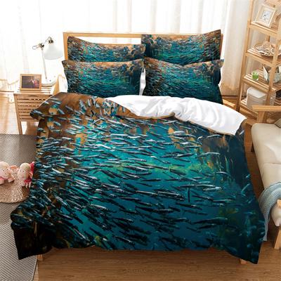 Molti pesci Biancheria da letto 3 pezzi Stampa Digitale Cartone Animato Tessuto Liscio Artigianato Per Nord America ed Europa Set Biancheria da Letto Queen