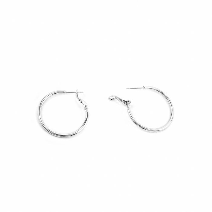 Ohrringe - LUXENTER - Nianres - Silberfarbene Oberfläche (rhodiniert) - Durchmesser 30 mm - Zirkon