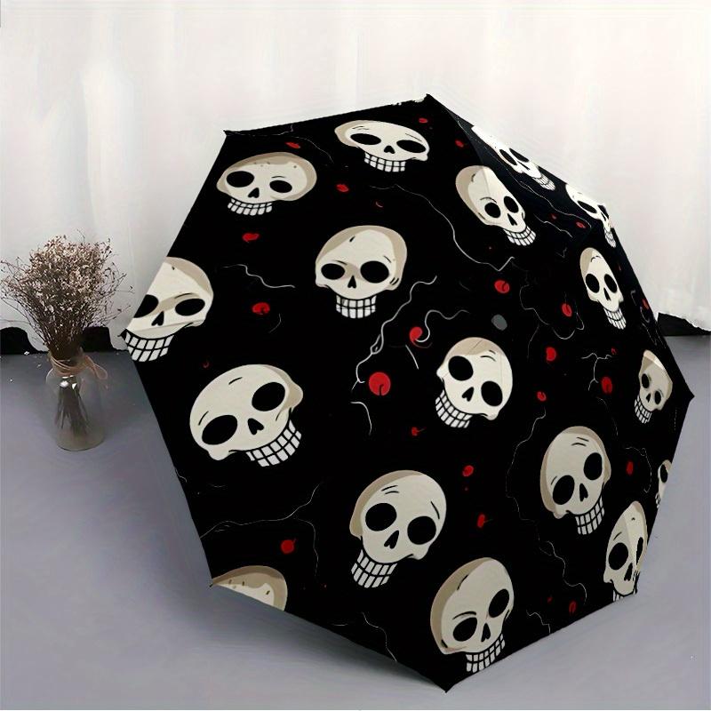 1pc Skull Pattern Automatic Opening/Closing Folding Umbrella with 39 Ribs, Plastic Handle, Windproof Portable Sunshade Umbrella Y250726079