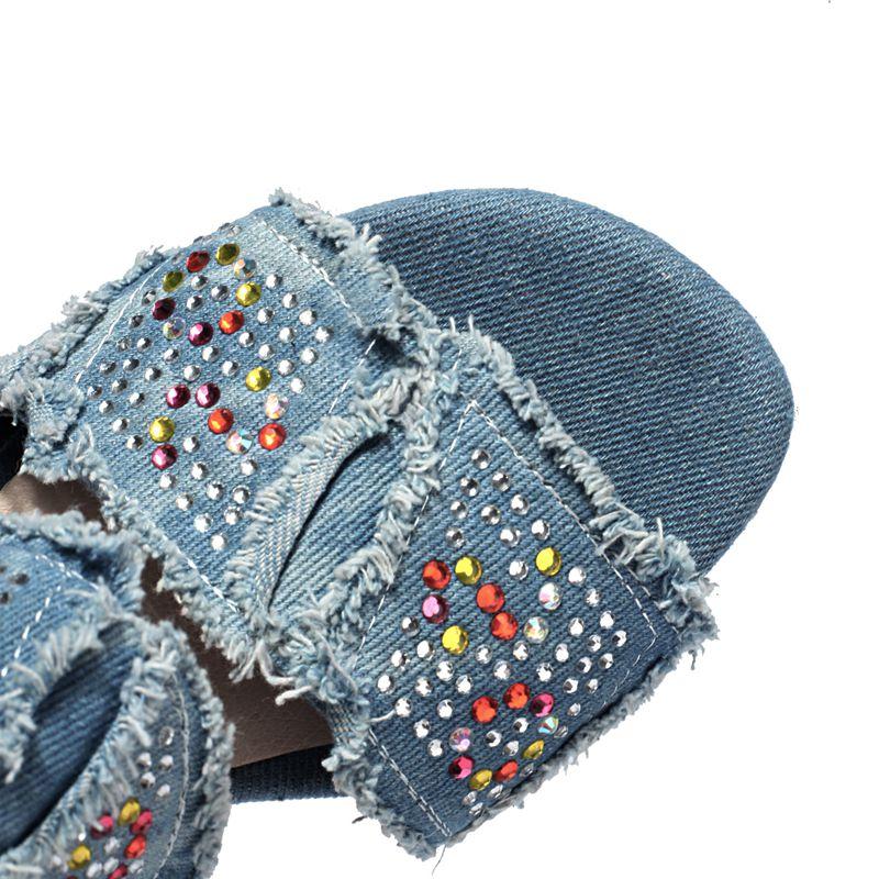 Fashion Design Women Sandals Open Toe Wedges 11cm Slip on Mules Crystal Plus Size 44 45 46 Leisure Daily Female Shoes