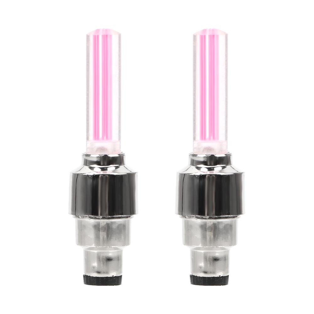 2pcs LED Light Car Tire Valve Cap Decorative Lantern Mountain Bike Light Wheel Spokes Lamp Decoration Light Stick Type Neon Lamp