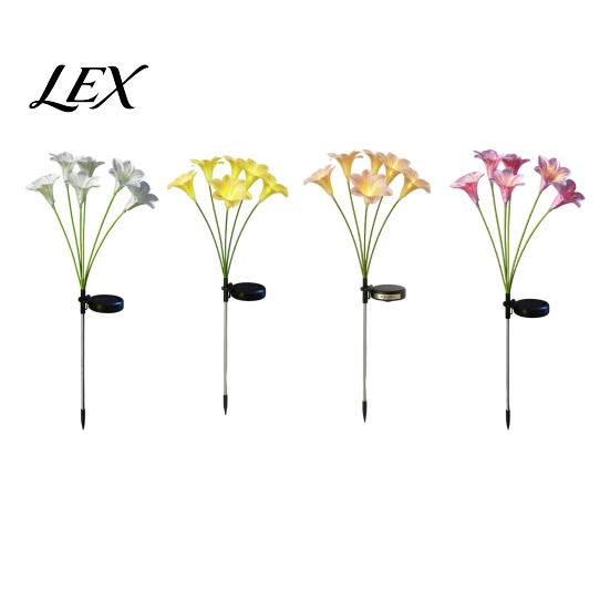 Weather Resistant Flower Decor Solar Lily Light, Garden Lights with Stake, LED Yard Lamp, Warm White Path Lighting Outdoor Decorative Lighting,