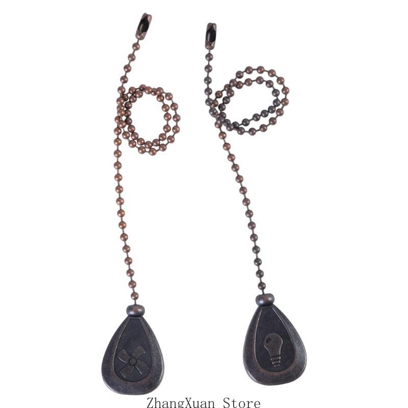 2pcs Ceiling Fan Pull Chain set Light & Fan Extensions with Easy Identification Ceiling Fan Pull Chain Enhancements 3XUF