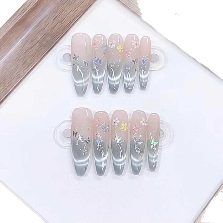 Hand-made Armor and Spring and Summer New Secret Garden Pure High-end Smile Cat Eye Small Flower Manicure Stickers