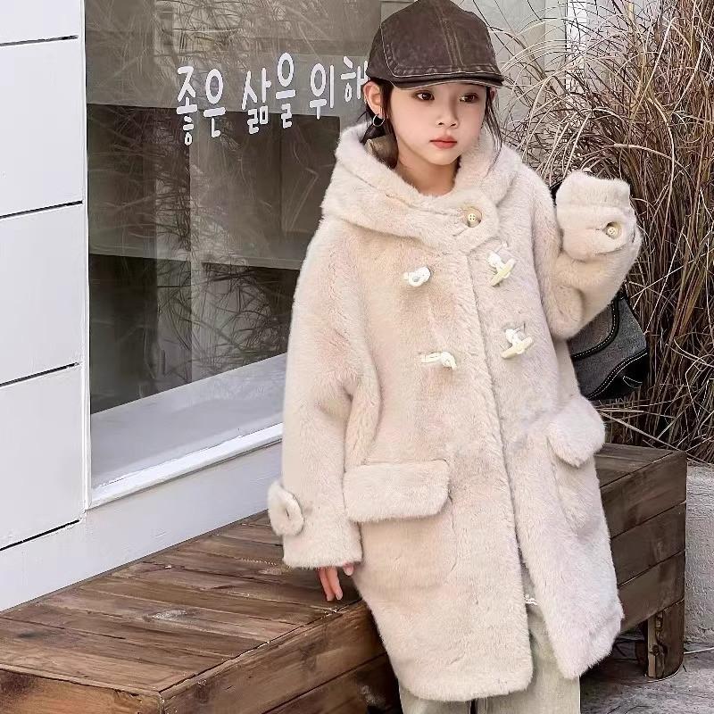 Girls` Winter Coat Imitation Mink Fur