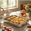Stainless Steel Square Baking Tray Roasting Pan Rack Ovens Cooking Utensils Chicken Roasting Tin For Vegetables Meat