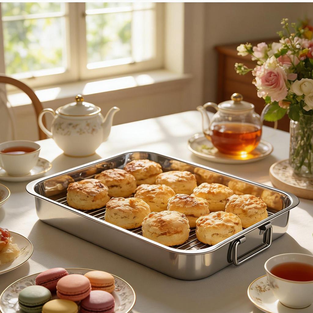 Stainless Steel Square Baking Tray Roasting Pan Rack Ovens Cooking Utensils Chicken Roasting Tin For Vegetables Meat