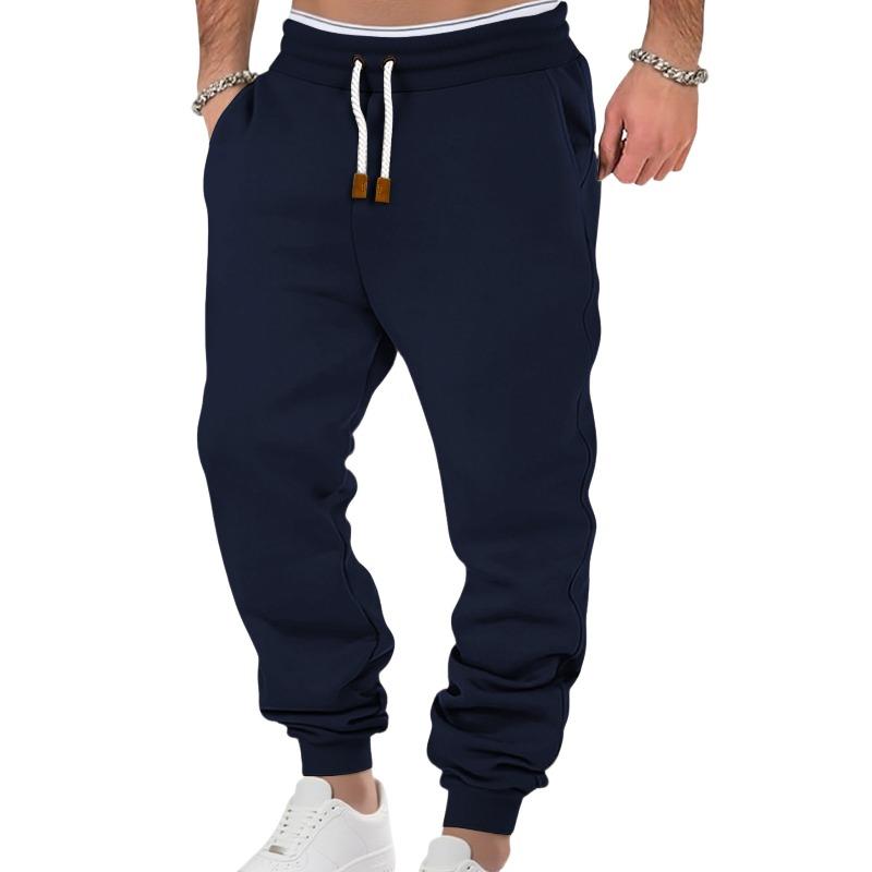 Men's pants spring and autumn solid color trendy sports casual sweatpants loose tied feet stacking pants