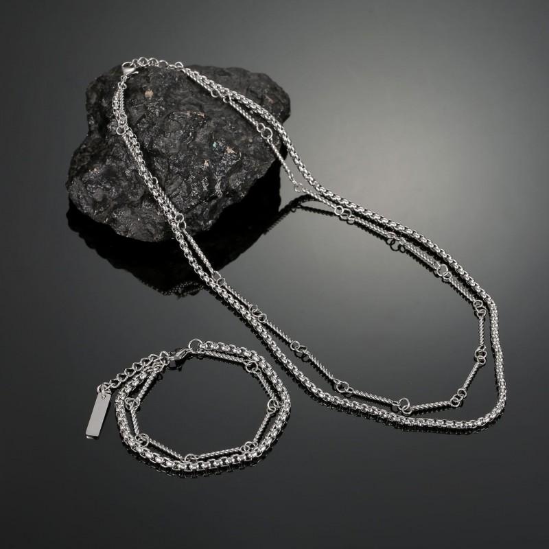 Mens Titanium Steel Bamboo Joint Double Layer Stackable Bracelet Minimalist Japanese Retro Style Unisex Fashion Accessory