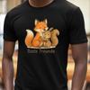T-Shirt Men Squirrel and Fox Motif Cotton Size S To 5XL