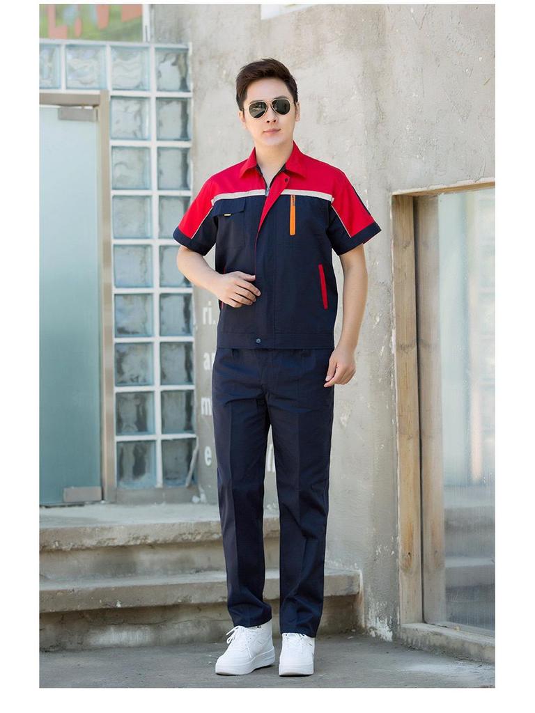 Summer Workwear Set: Men's & Women's Short Sleeve, Breathable, Thin Overalls with Large Pockets for Auto Repair & Labor Protection