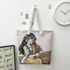 Canvas Embroidered Shoulder Bag With Large Capacity For Casual Daily Use