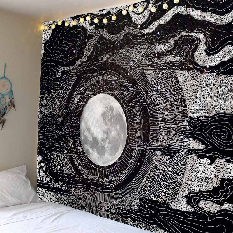 Sonne und Mond Traumplanet Wandteppich Wandbehang Böhmische Mandala Psychedelische Hippie-Ästhetik Heim Zimmer Wanddekoration