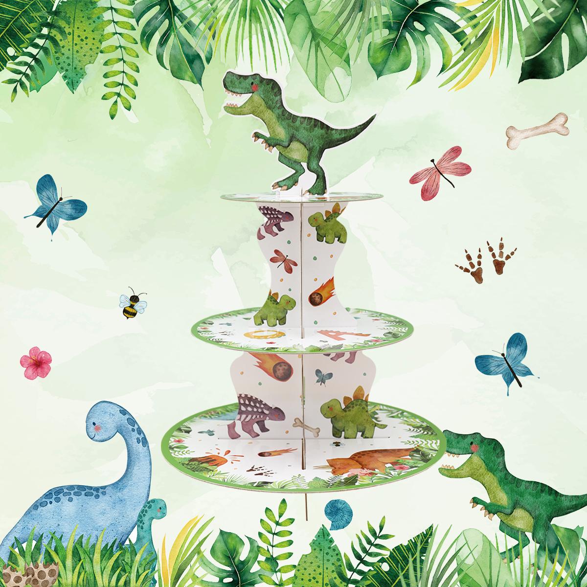 

Подставка для торта с изображением динозавра, украшения для вечеринки в честь первого дня рождения для детей, для мальчиков, рев динозавра, товары для детского душа, динозавра, вечерние принадлежности