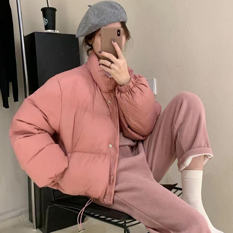 Winter Thick Stand Collar Bread Clothes Down Cotton Coat Women Loose Jacket