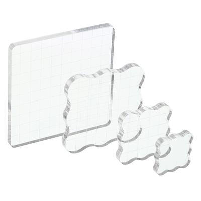 PATIKIL Akrilik Damga 4 Adet Şeffaf Damgalama Blokları Izgaralı Dekoratif Montaj Bloğu Dalga Tasarımı DIY Kart Yapımı Bloklar, Çizgiler, Set,