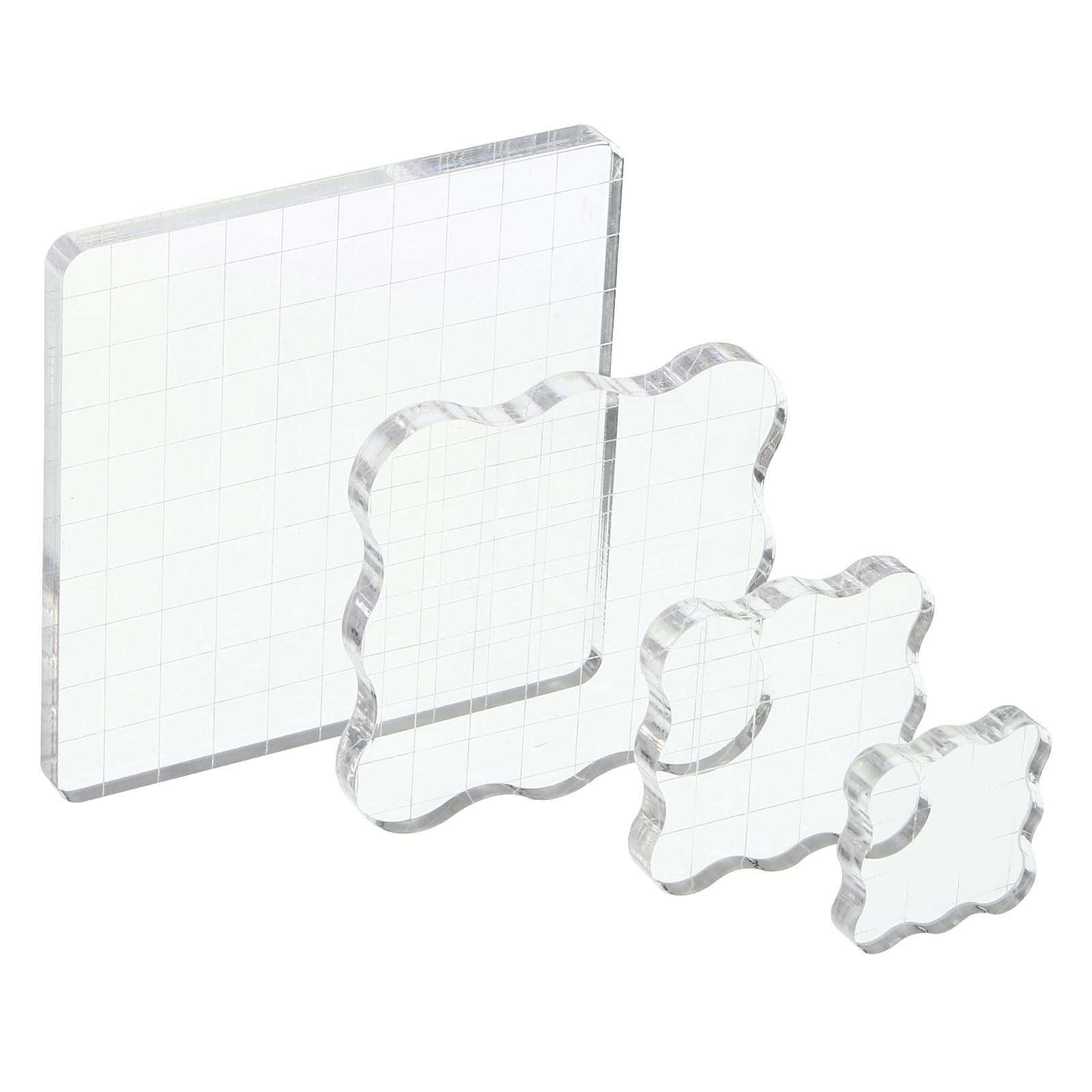 

PATIKIL 4 шт. Акриловые блоки для штамповки Прозрачные блоки для штамповки с сеткой Декоративный набор монтажных блоков Волны для скрапбукинга DIY Крафт Изготовление открыток